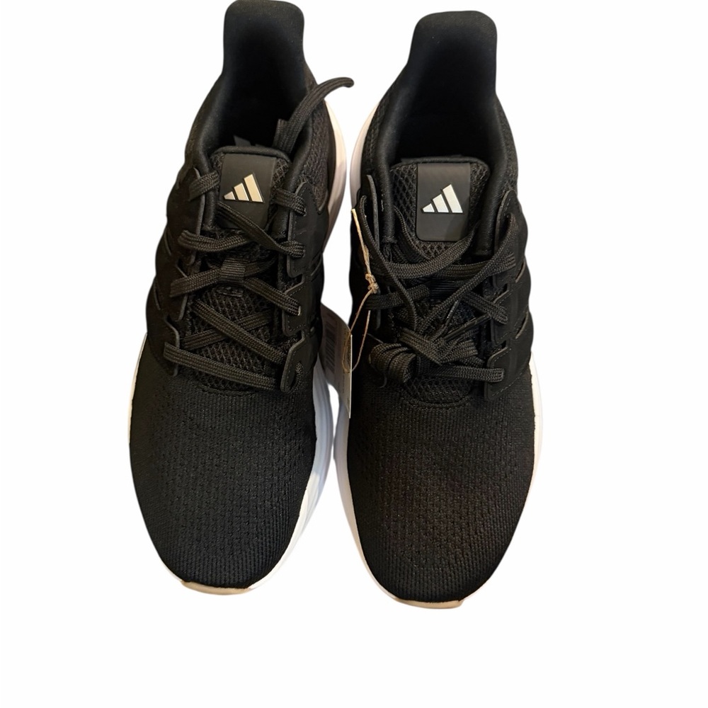 adidas Men's Black Knit Athletic Sneakers with White Soles